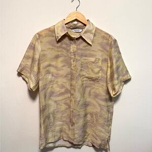 & Other Stories Beige and Brown Swirl Button-Down Shirt